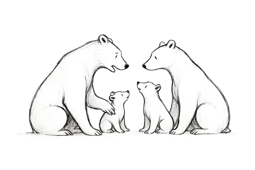 Bear family discussing finances
